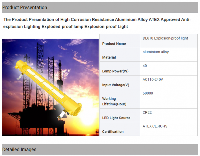 L'anti explosion DL618 allumant a éclaté la résistance à la corrosion élevée de lampe de preuve 1
